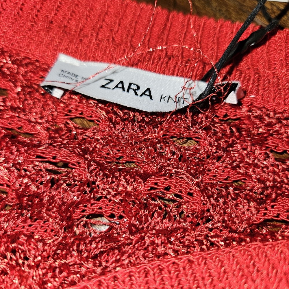 Zara Red W/Glitter Sweater Size M